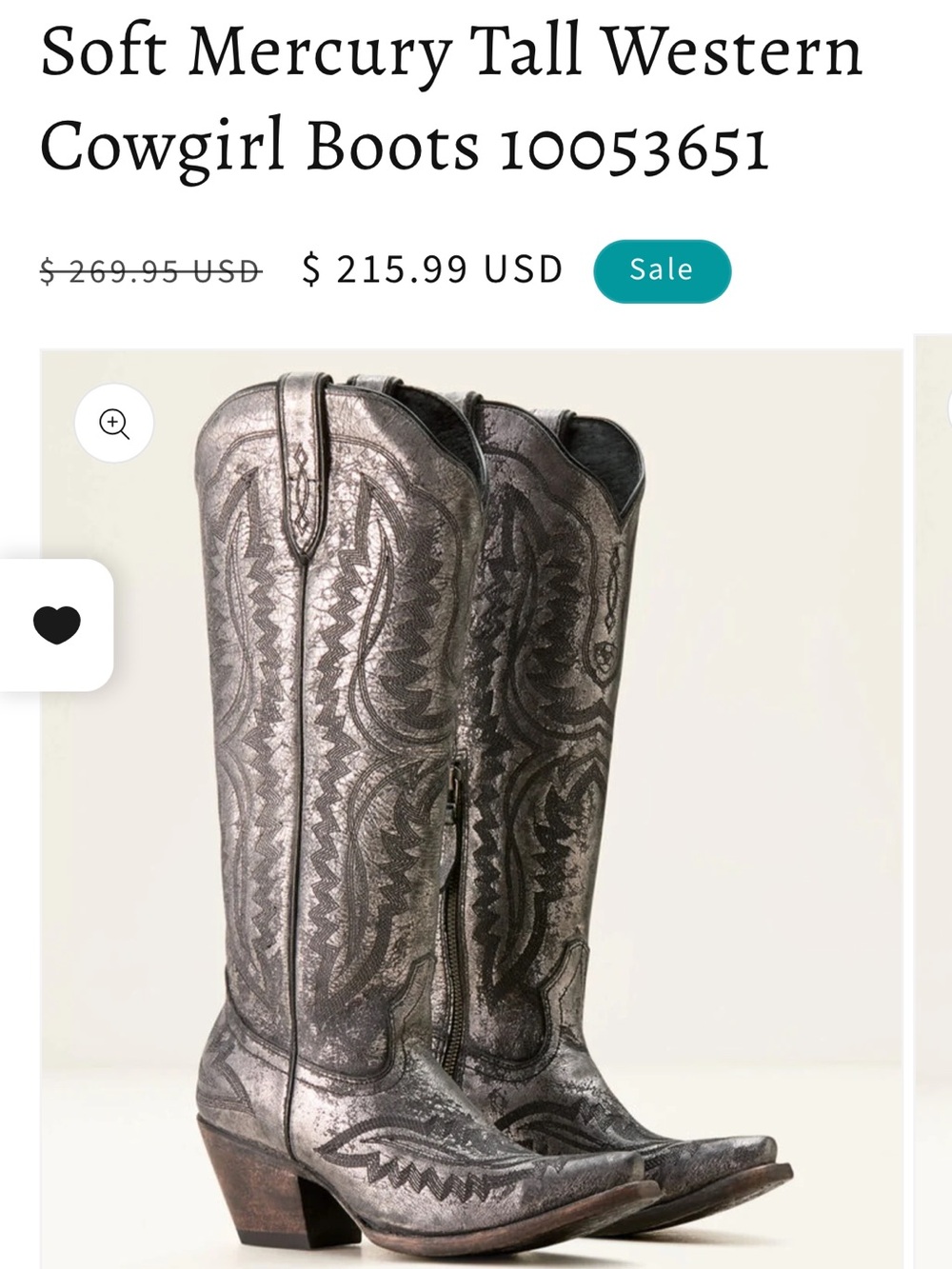 ARIAT WOMEN'S CASANOVA TALL WESTERN BOOTS - SNIP TOE Size 5.5